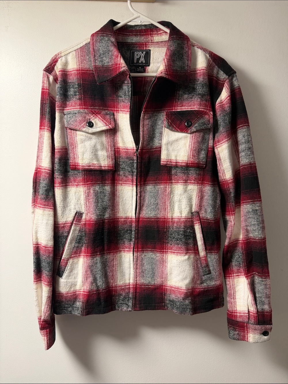 PX Red Plaid Zip-Front Men's Jacket